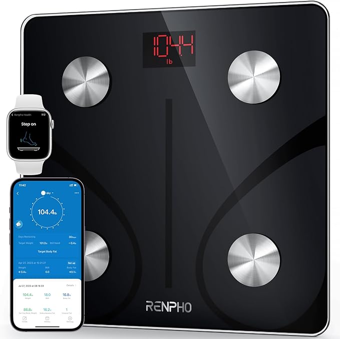 RENPHO Smart Scale for Body Weight, FSA HSA Eligible, Digital Bathroom Scale BMI Weighing Bluetooth Body Fat Scale, Body Composition Monitor Health Analyzer with Smartphone App, 400 lbs - Elis 1